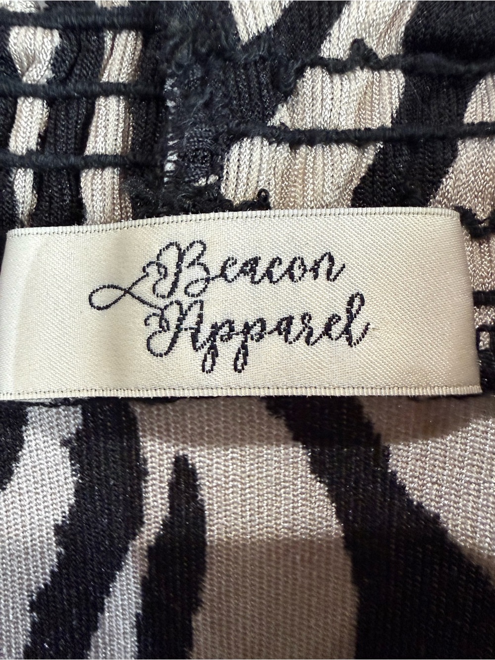Women's Ruffle-Neck Zebra Print Top in Black and Cream - Picture 4 of 8